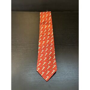 Chanel Paris Mens Silk Tie Orange Red Cricket Bat Ball Novelty Print Made Italy